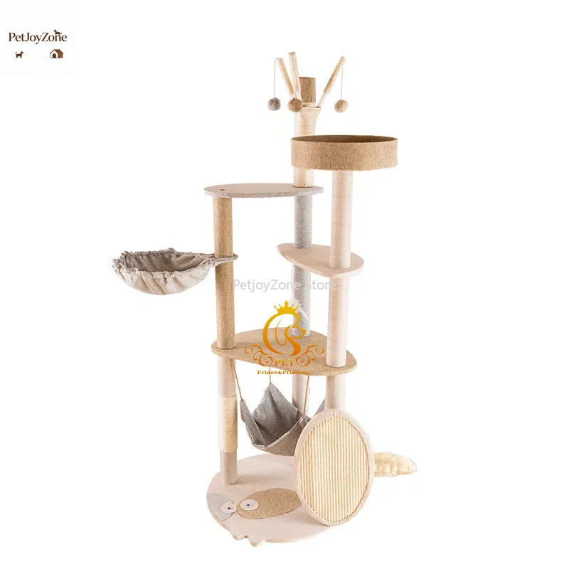

PetJoyZone Cat Tree Floor To Ceiling Cat Tower Adjustable Multi-level Condo With Scratching Post Pad Pet Cat Activity Center
