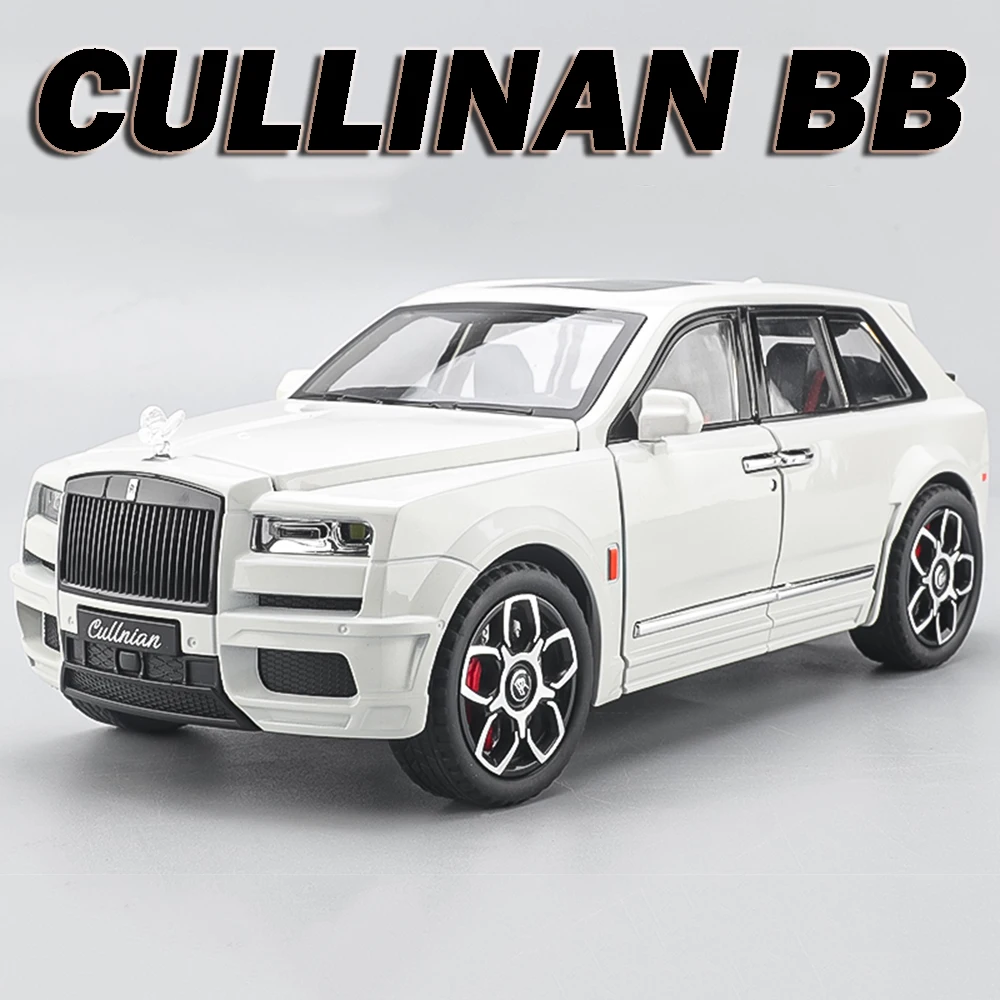 รถโมเดล Rolls-Royce Cullinan BB ขนาด 1:20 ของเล่นรถโลหะผสมแบบหล่อขึ้นรูป มีเสียง มีไฟ ประตูเปิดได้ แบบดึงหลัง ของตกแต่งบ้าน