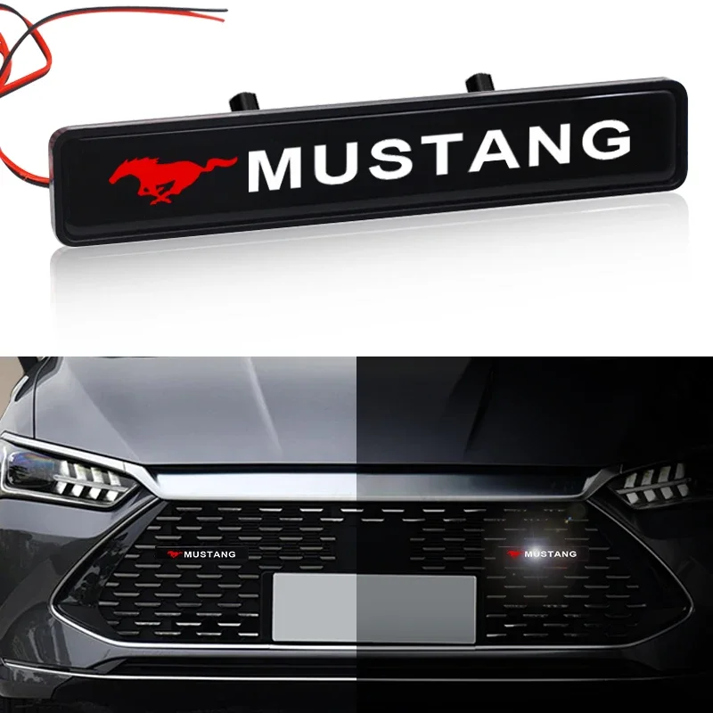 Car Front Hood Grille Logo LED Light Car Accessories For Mustang 2005 2006 2007 2008 2009 2016 2017 GT Guitar Eleanor Pickguard