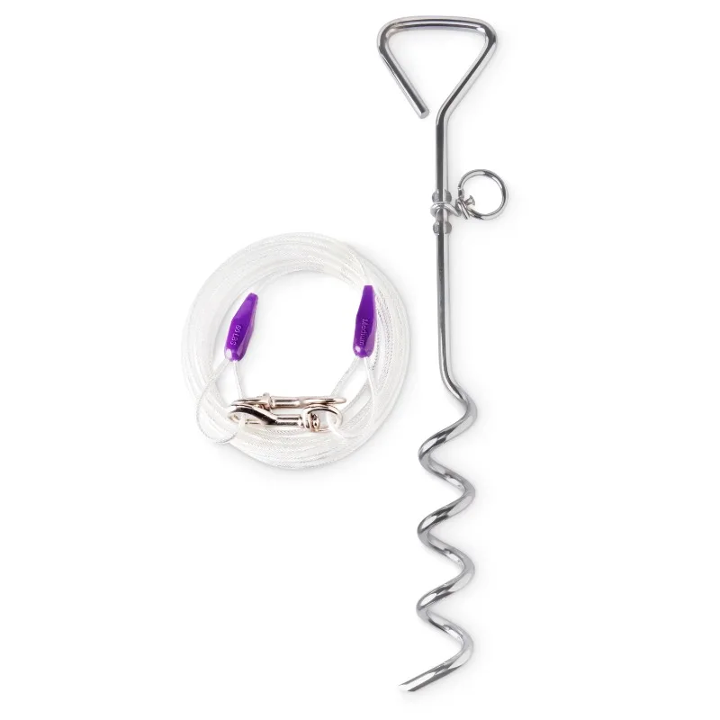 

Набор светоотражающих тросов и спиральных колков с виниловым покрытием для собак, средний, 25 футов