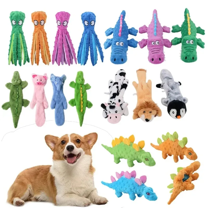 Pet Plush Toy Dog Sound Octopus Animal Shape Toy Interactive Dog Teeth Clean Chew Toy Pet Supplies For Small Meduim Large Dog