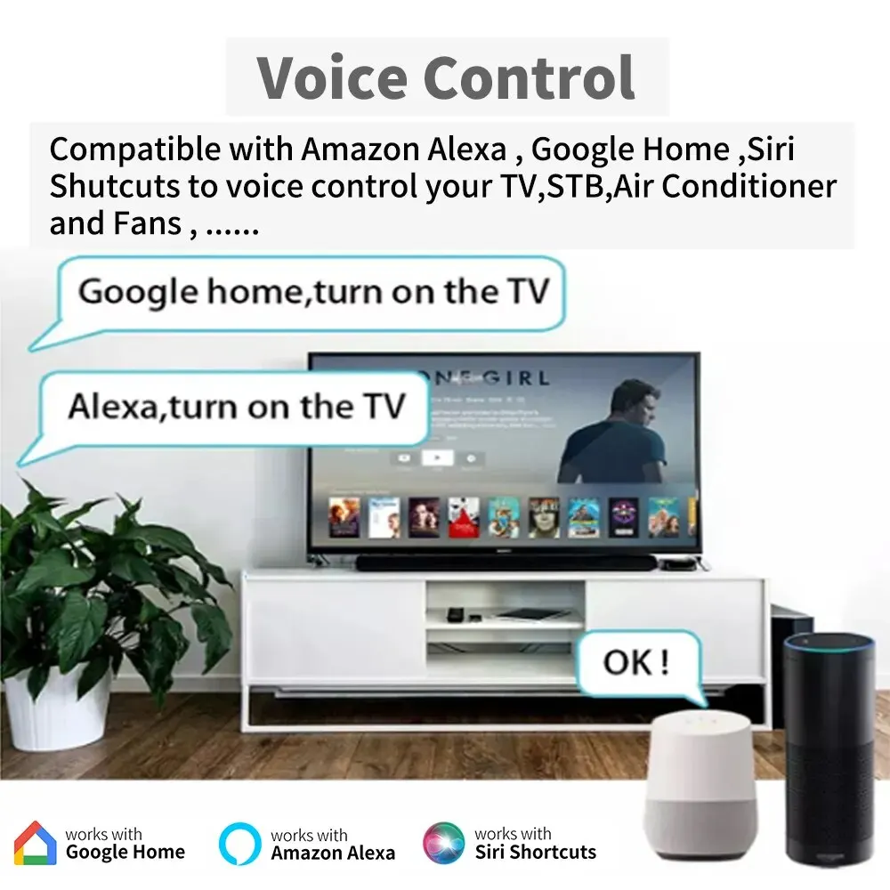 Tuya Smart WiFi IR Remote Smart Life لتلفزيون مكيف الهواء، تحكم عالمي بالأشعة تحت الحمراء يعمل مع Alexa، Google Smart Home
