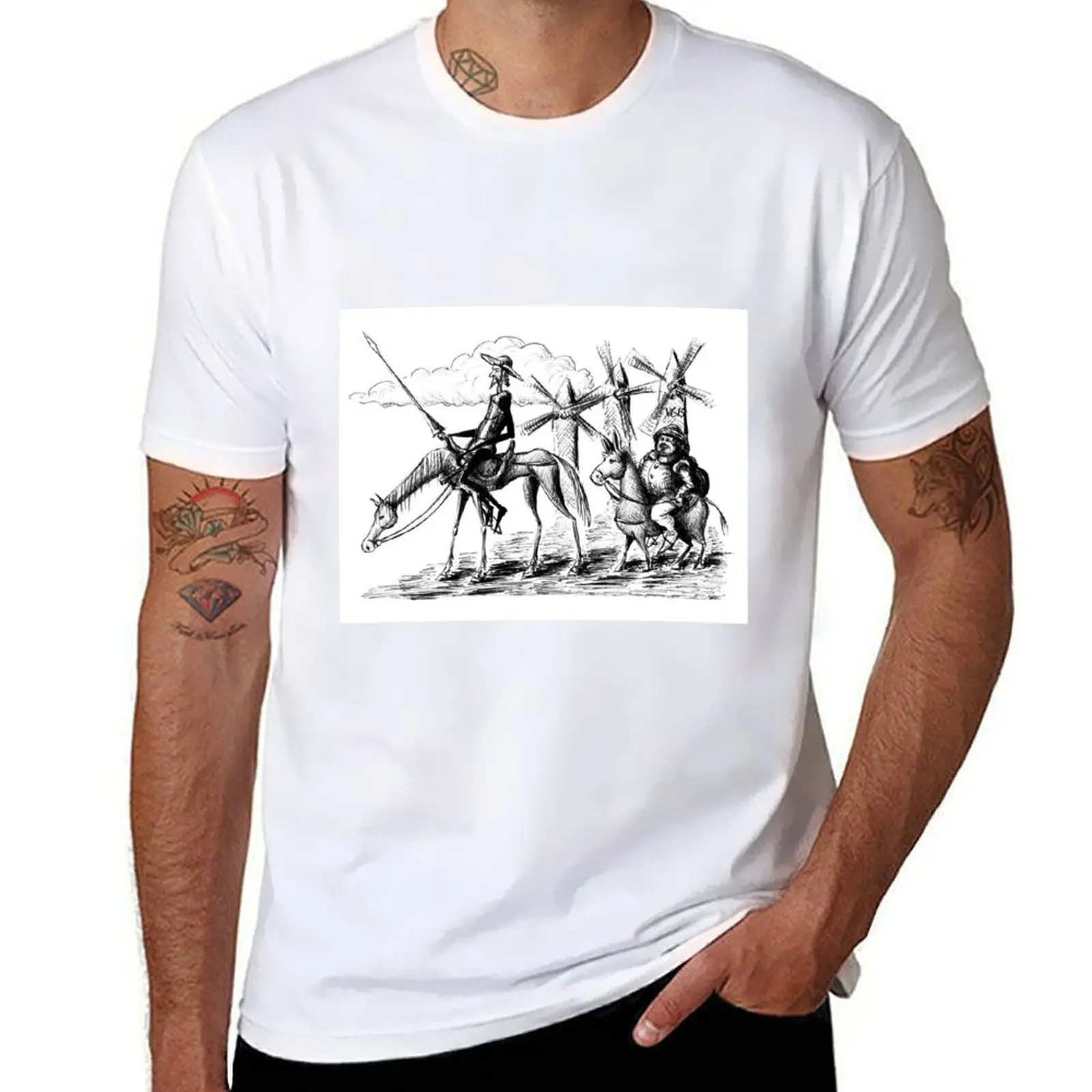 

Don Quixote and Sancho Panza ink drawing T-Shirt man t shirts graphic t shirt man cotton T-Shirt