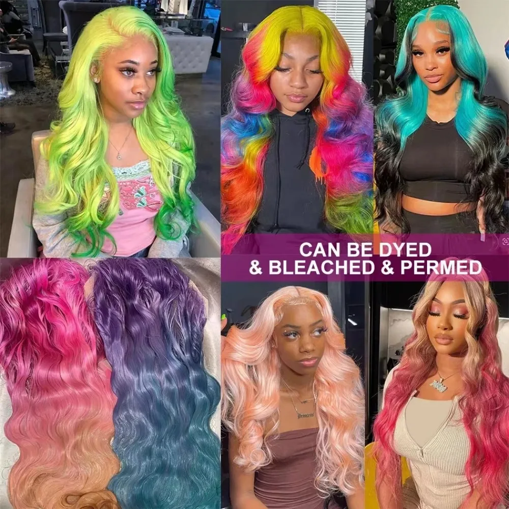 613HDレースフロントウィッグ 13x4 13x6 ボディウェーブ 100%人毛ウィッグ 密度200% 生え際処理済みブロンド 透明レースフロントウィッグ 36インチ