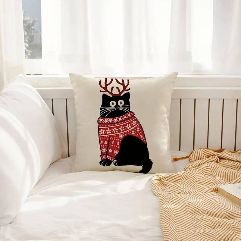 غطاء وسادة سانتا والغزلان في عيد الميلاد مناسب لغرفة نوم السيارة وغطاء وسادة مزخرف #4