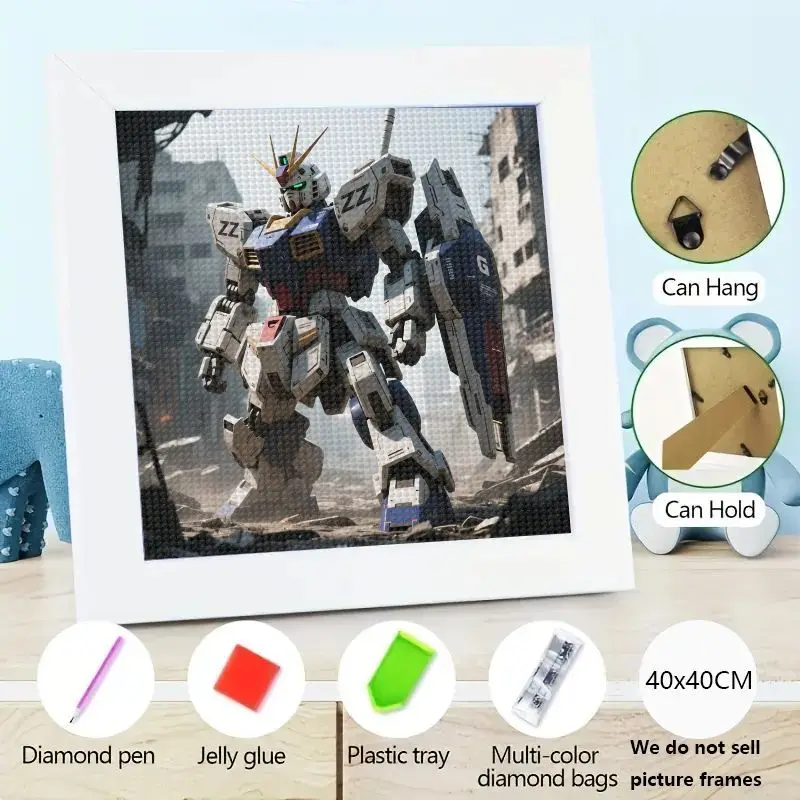 

1PC ZZ Gundam Anime Mecha Robot 5D Full Drill DIY Diamond Painting Kit, 40x40cm Square Diamond Art Craft Mosaic Picture for Adul