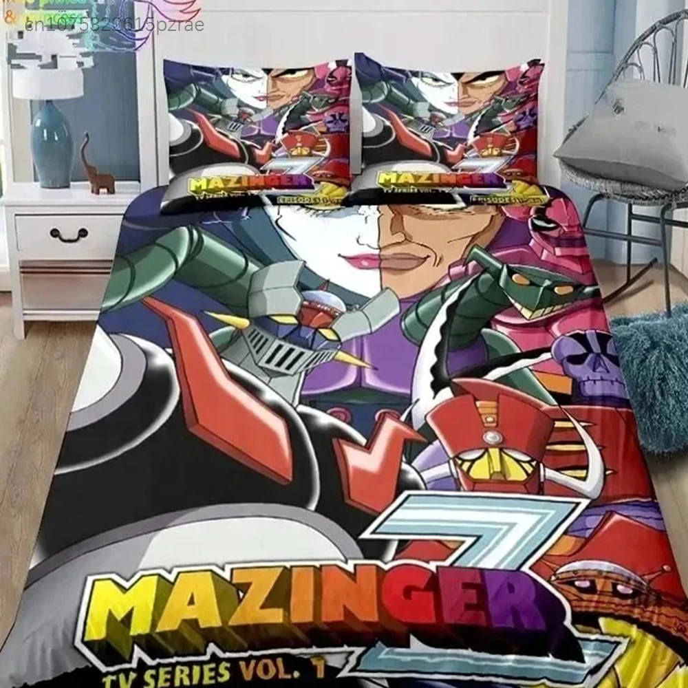 Mazinger Z UFO Robot Grendizer Bedding Set Single Twin Full Queen King Size Bed Set Adult Boys Bedroom Anime Bedding Gift
