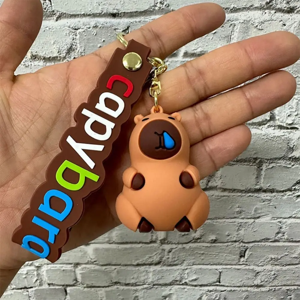 PVC Capybara Key Ring Mental Turtle Cartoon Capybara Keychain Lightweight Soft Adhesive Animal Capybara Pendant School