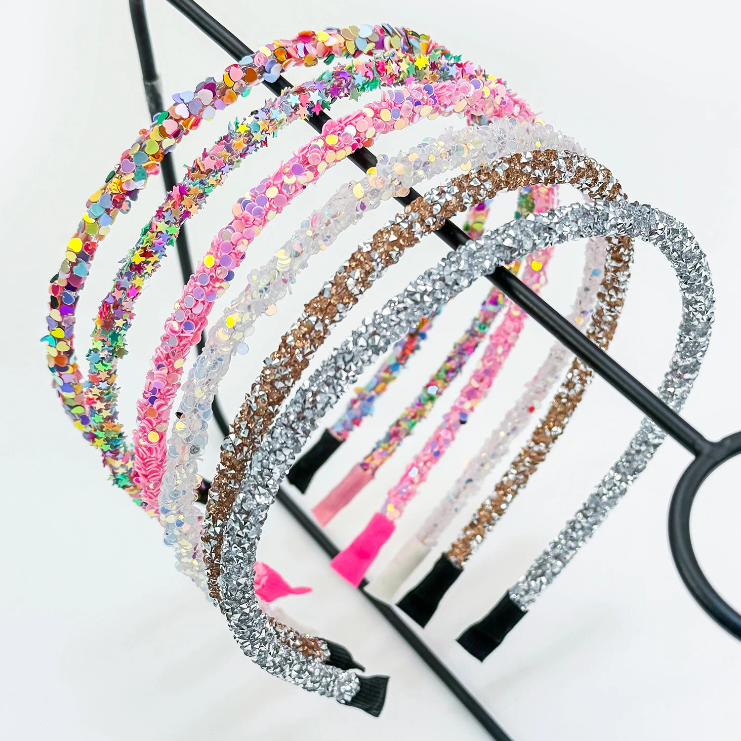 6/12pcs Colorful Glitter Sparkling Headbands For Girls Fashion Cute Party Hair Hoop For Children Women Party Hair Accessories
