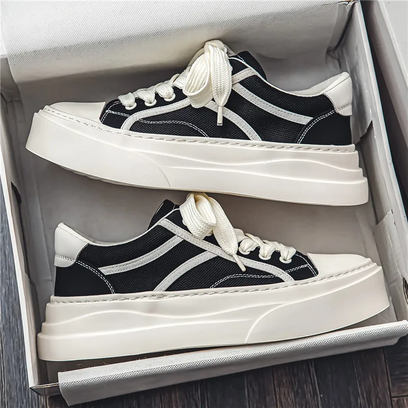 

Men's Casual Sneakers 2026 Spring Autumn New Fashion Low Help Platform Canvas Shoes Vintage Comfort Outdoor Non Slip Board Shoes