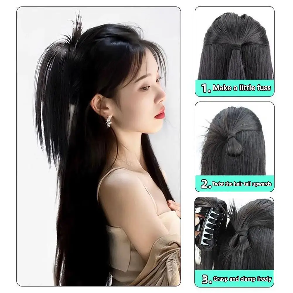 Wig Clip Synthetic Claw Ponytail Wig Ponytail Natural Black Brown Curly Fluffy Natural Braid Ponytail Wig Extension Design