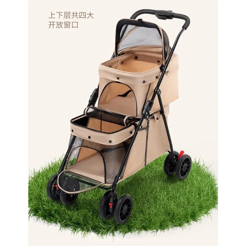 

Двухэтажная тележка для домашних животных, легкая складная тележка для собак и кошек, уличная маленькая тележка для домашних животных