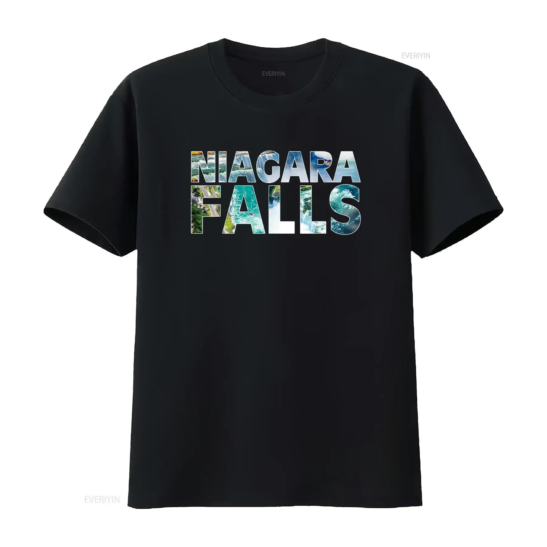 Niagara Falls Waterfall Souvenir New York T Shirt Black Small vintage Washed designer clothes Breathable Casual Slightly homme