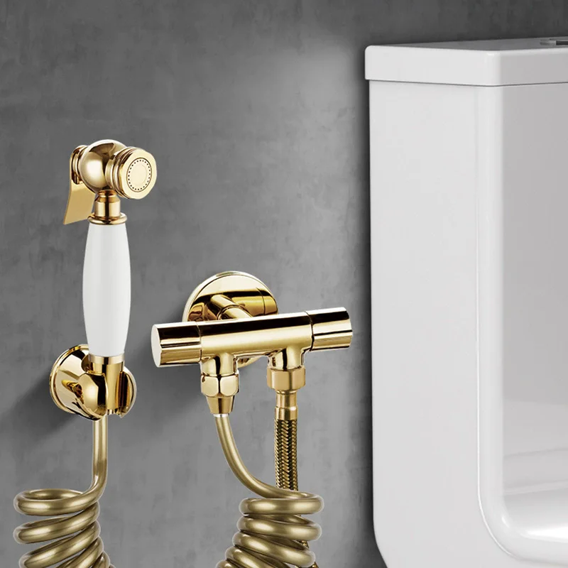 

Washroom Bidet Faucet Faucet Set Gold High Pressure Sprayer Kit Brass Hand-Held Toilet Faucet Sprayer Shower Head