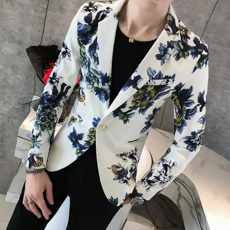 2023 Men's High-grade Suit Jackets/Male Slim Fit Printing Fashion Swallow-tailed Coat/Man Leisure Business Suit Spring Blazers