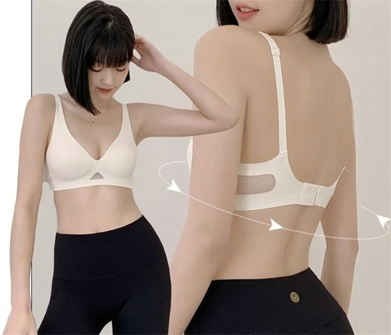 2Pcs/Set Seamless Bras Women Wireless Brassiere Female Soft Underwear Padded Intimate Push Up V Neck Sexy Lingerie Sleepwears