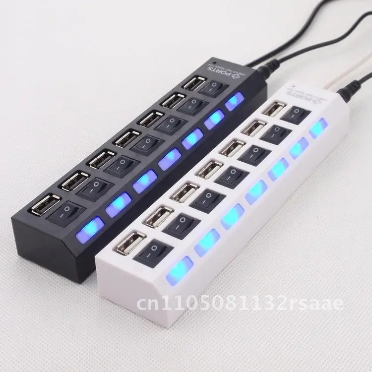 

High-Speed USB 7-Port Expansion Hub with Independent Switch Mobile Hard Disk One-to-Seven Splitter for Desktop And Laptop