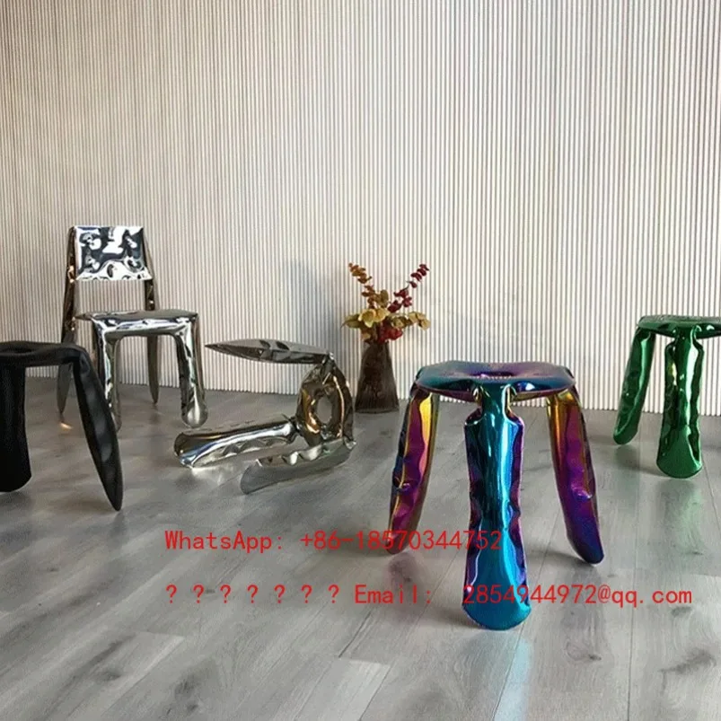 2026    Art Design Metal Three Leg Shoe Changing Low Stool Home Round Stool