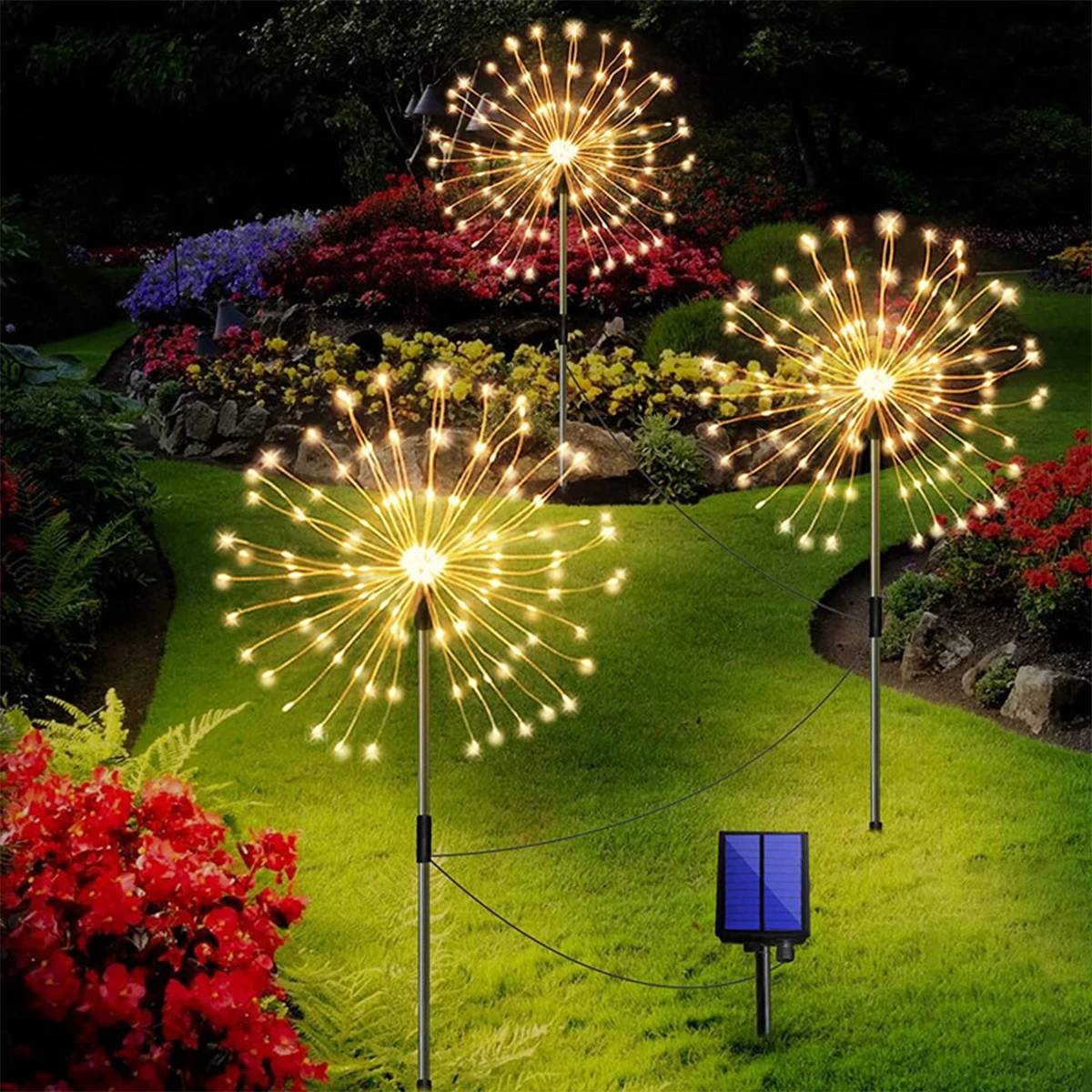 Imagem -05 - Carregamento Automático Outdoor Garden Light Solar Fireworks Light Ip65 Material Impermeável Adequado para Campo Jardim Villa Pcs