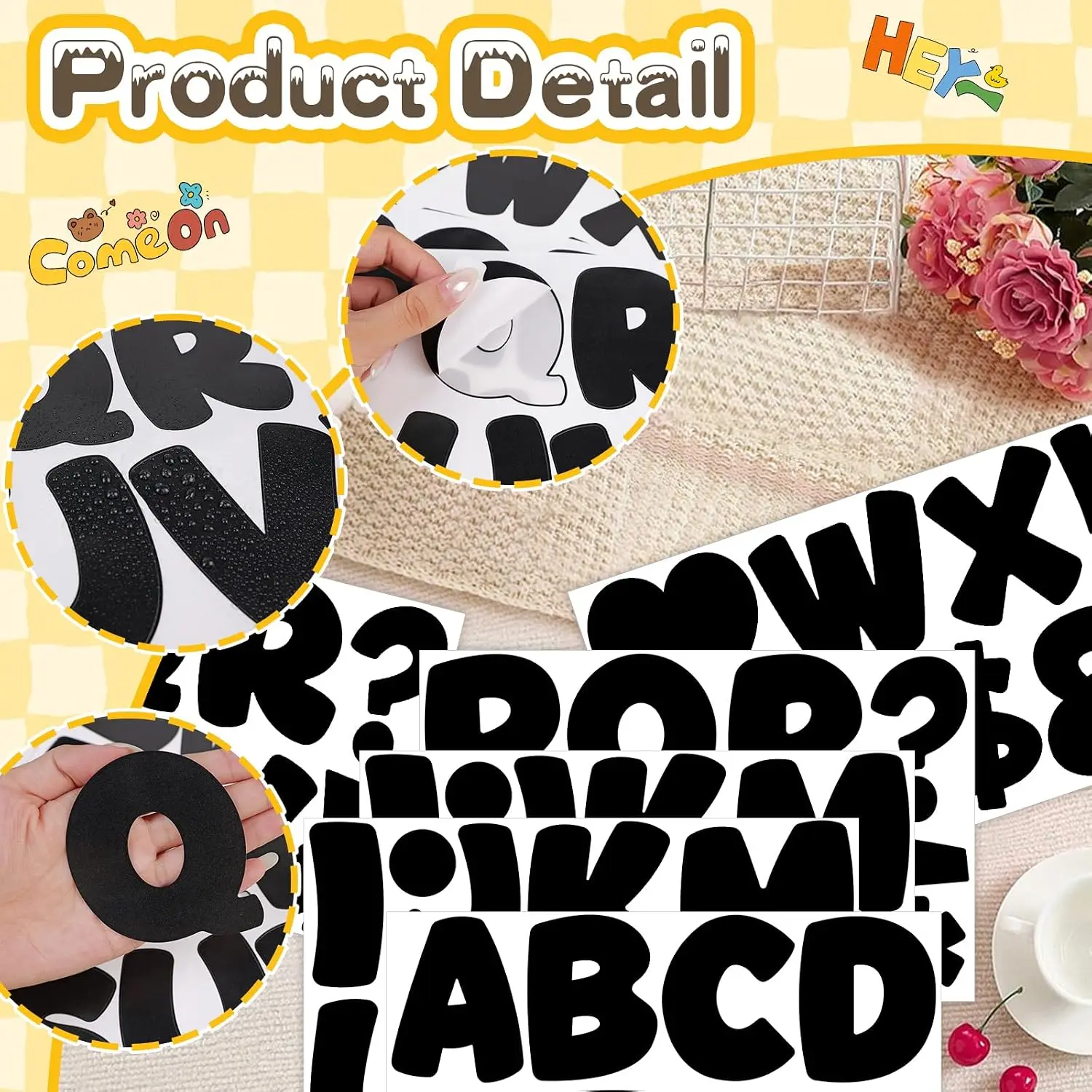 170Pcs 3 Inch Black Bulletin Board Letter Stickers, 20 Sheets Self-Adhesive Alphabet Letters for Poster Board, Classroom