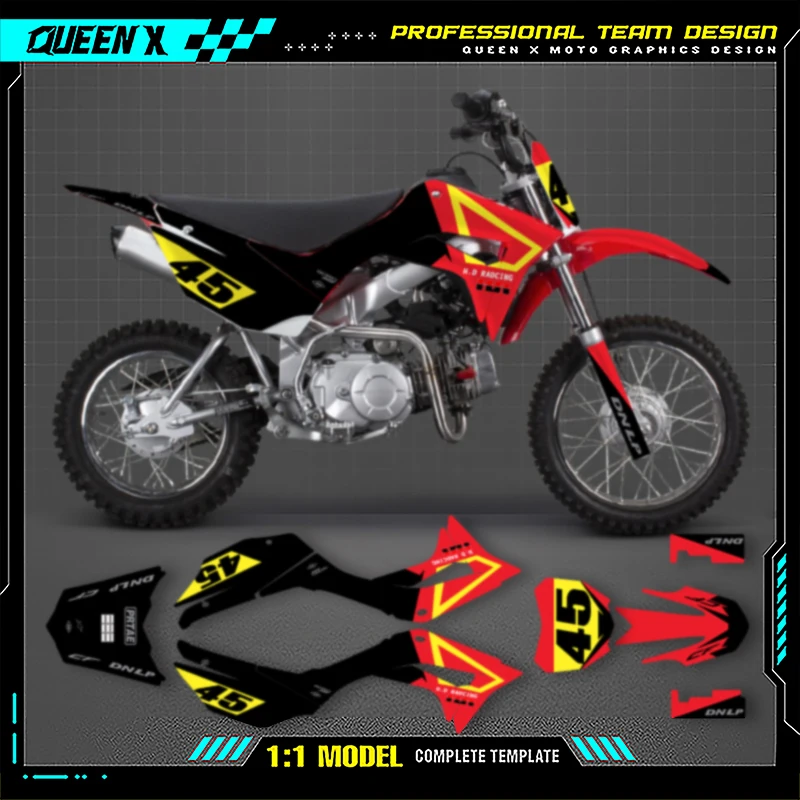 

QUEEN X MOTO For HONDA 2019 2020 2021 CRF110F New Style Custom Team Graphics Decal Sticker Kit 001