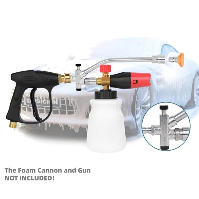 

1 шт., инструмент для мойки высокого давления с двойным разъемом, переключатель быстрого подключения 1/4 дюйма, насадка с двойным наконечником для пенной пушки и распылительной насадки