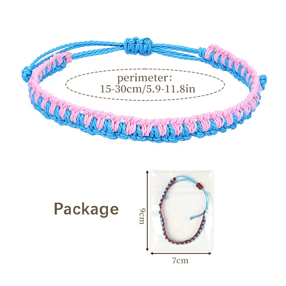 2Pcs/Pack Rainbow  Braided Bracelet for Women Men Lesbian Gay Bisexual Adjustable Lightweight Stackable Bracelets Charm Jewelry