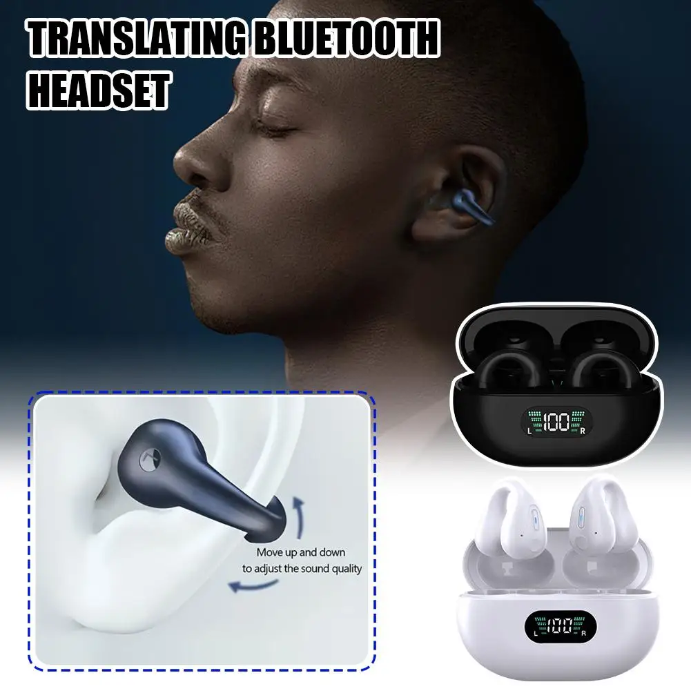 

Languages Real Time Professionals Translator Earbuds Bluetooth 5.4 Hanging Headphone Wireless For Business Travel Conferenc V3Z0