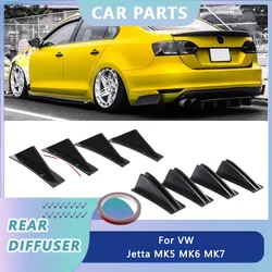 For Volkswagen Jetta MK5 MK6 MK7 Rear Lip Bumper Diffuser Shark Fin 4 Wing Spoiler Gloss Universal Car Accessories