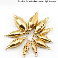10pcs 360 Degree Rotation Fishing Brass Sinker Copper Weight Incline Surface Fishing Shot Weight Casting Two Swivels