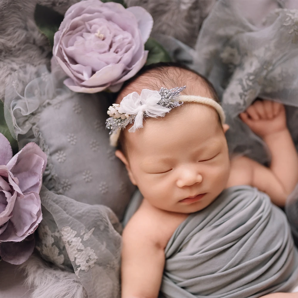 Accessoires de photographie pour bébé, bonnet et oreiller en dentelle ronde, coiffure pour bébés, couverture en fourrure de lapin, accessoires de