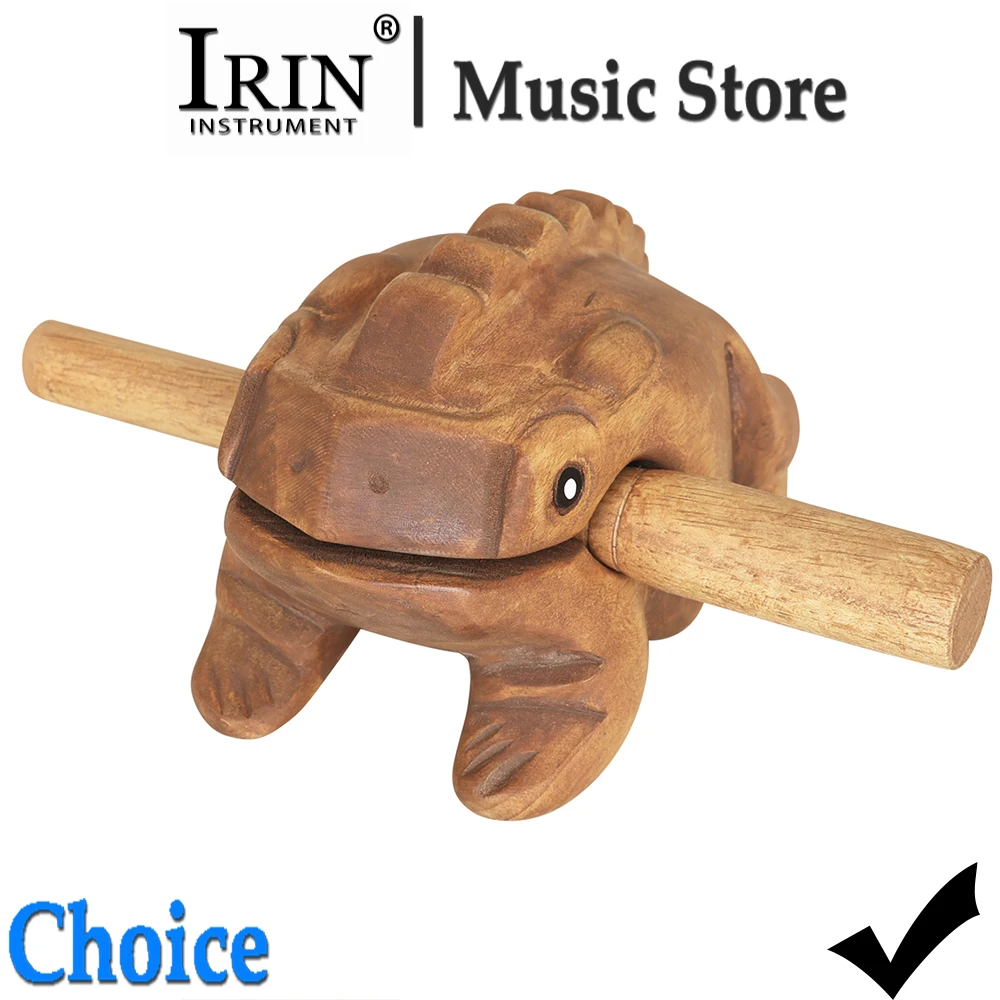 IRIN Wooden Frog Guiro Solid Wood Carving Handcrafted Wooden Frog Orff Percussion Musical Instrument Hand-carved Toad