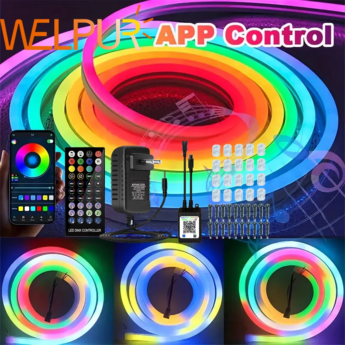 

Светодиодная неоновая лента для игр, окружающее освещение, игровая гибкая лента для подсветки, умная Bluetooth-светильник для гостиной, спальни, домашний декор