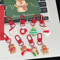 1 Pc Acrylic Christmas Resin Key Chain DIY Chain Pendant Creative Backpack Charms Key Ring  Ornaments Personality Children Gift