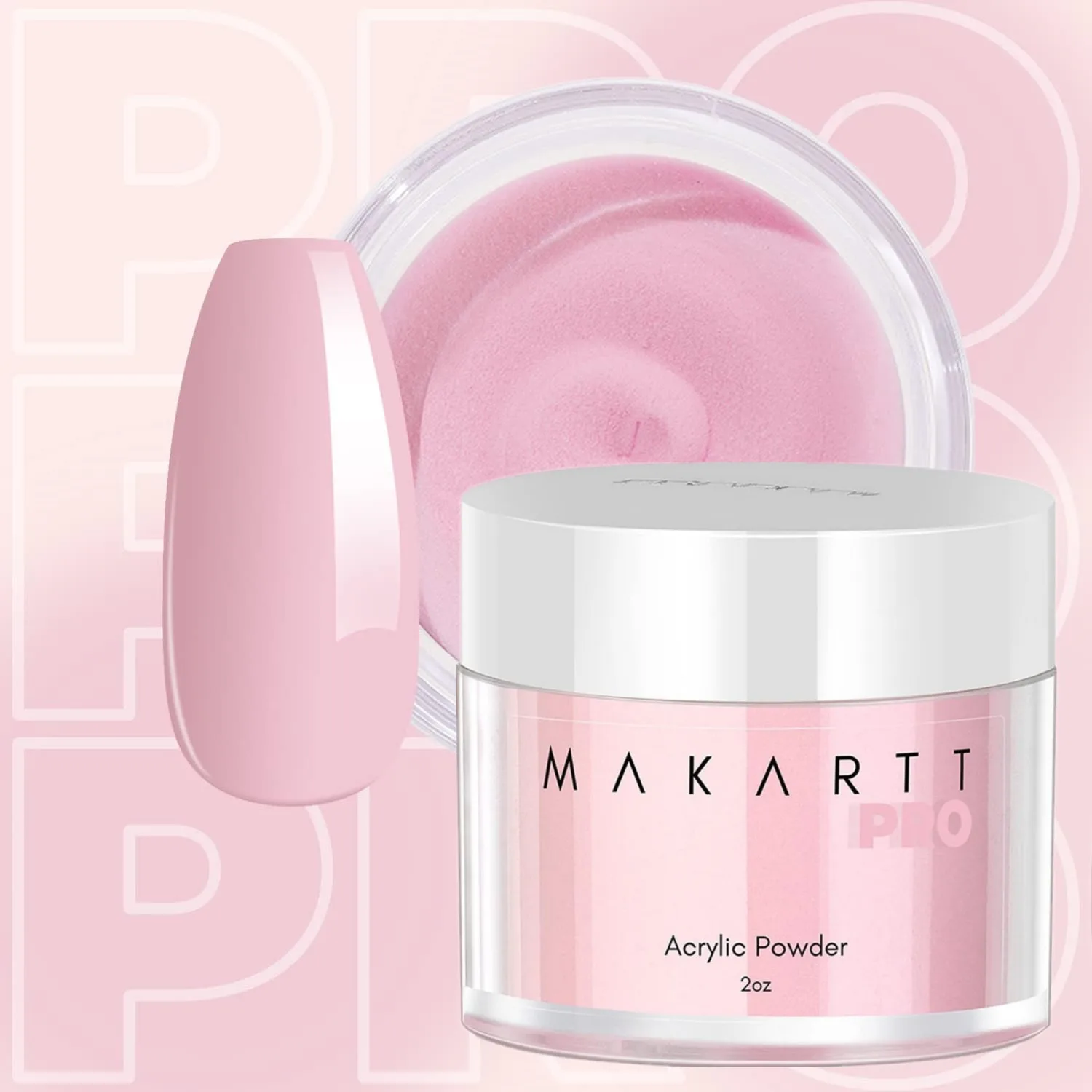 

Makartt Pink Acrylic Powder - 56g Professional Nail Powder for Nail Extension & 3D Nail Art Carving, Long-Lasting