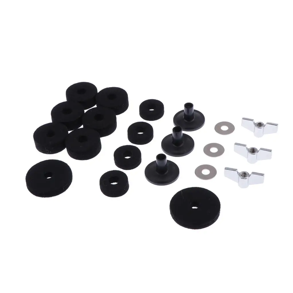 21pcs Cymbal Felts Hi-Hat Clutch Felt Hi Hat Cup Felt Cymbal Sleeves with Base