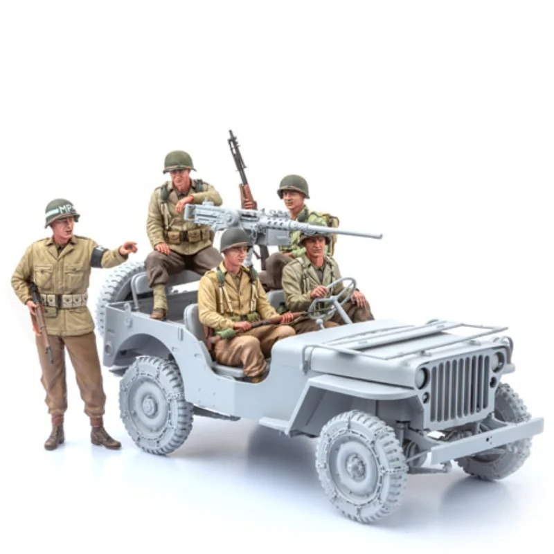 Figura de resina ensamblada a escala 1/16, Kit de Escultura en miniatura histórica, Infantería de EE. UU. 5 (sin Jeep), sin montar, sin pintar