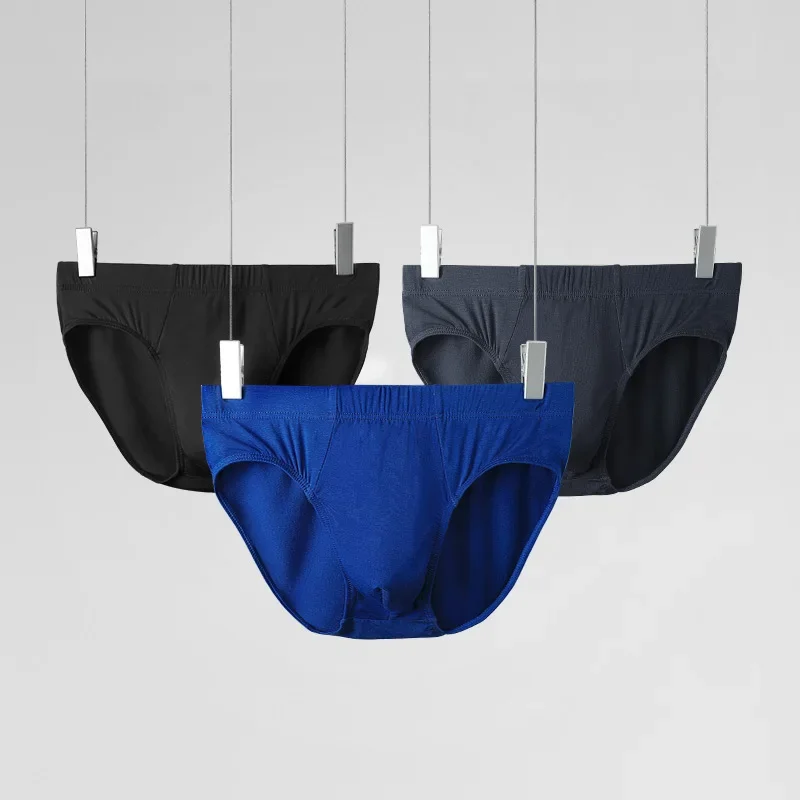 3-Pack Men's underwear, briefs, summer thin modal underpants, large size, low waist, breathable shorts
