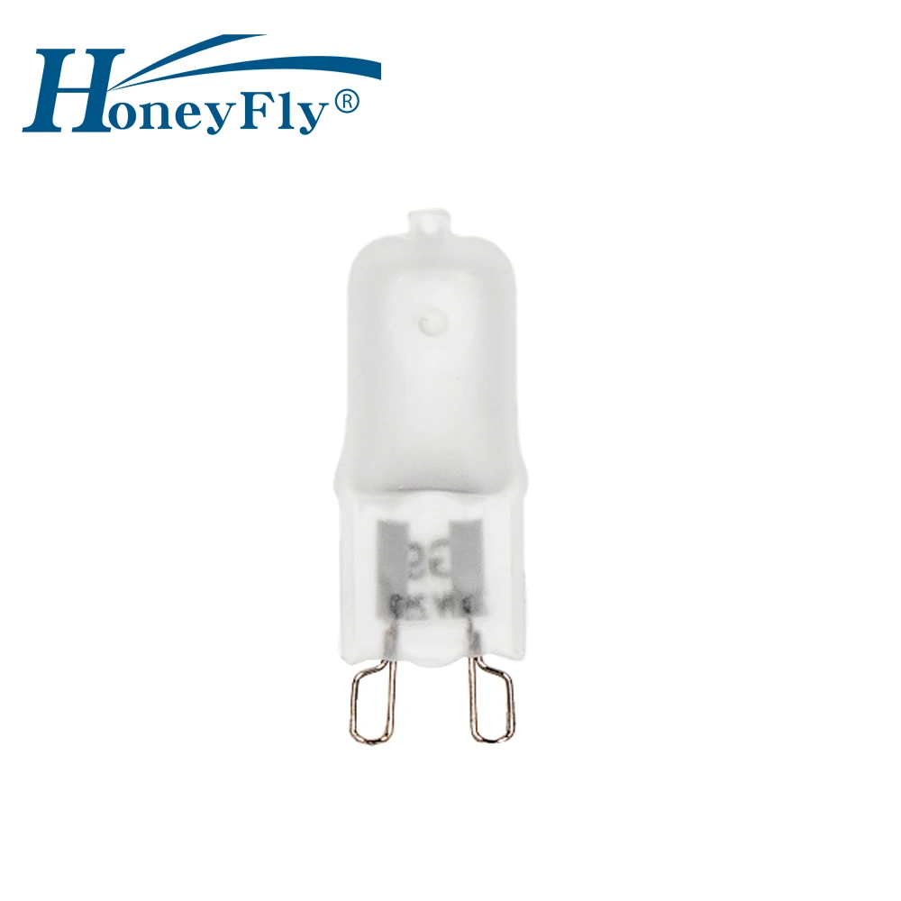 HoneyFly-lámpara halógena G9 de 10 piezas, 220V, 25W, 40W, 100W, bombilla halógena blanca cálida, luz de cristal esmerilado G9 Halojen ampolla para