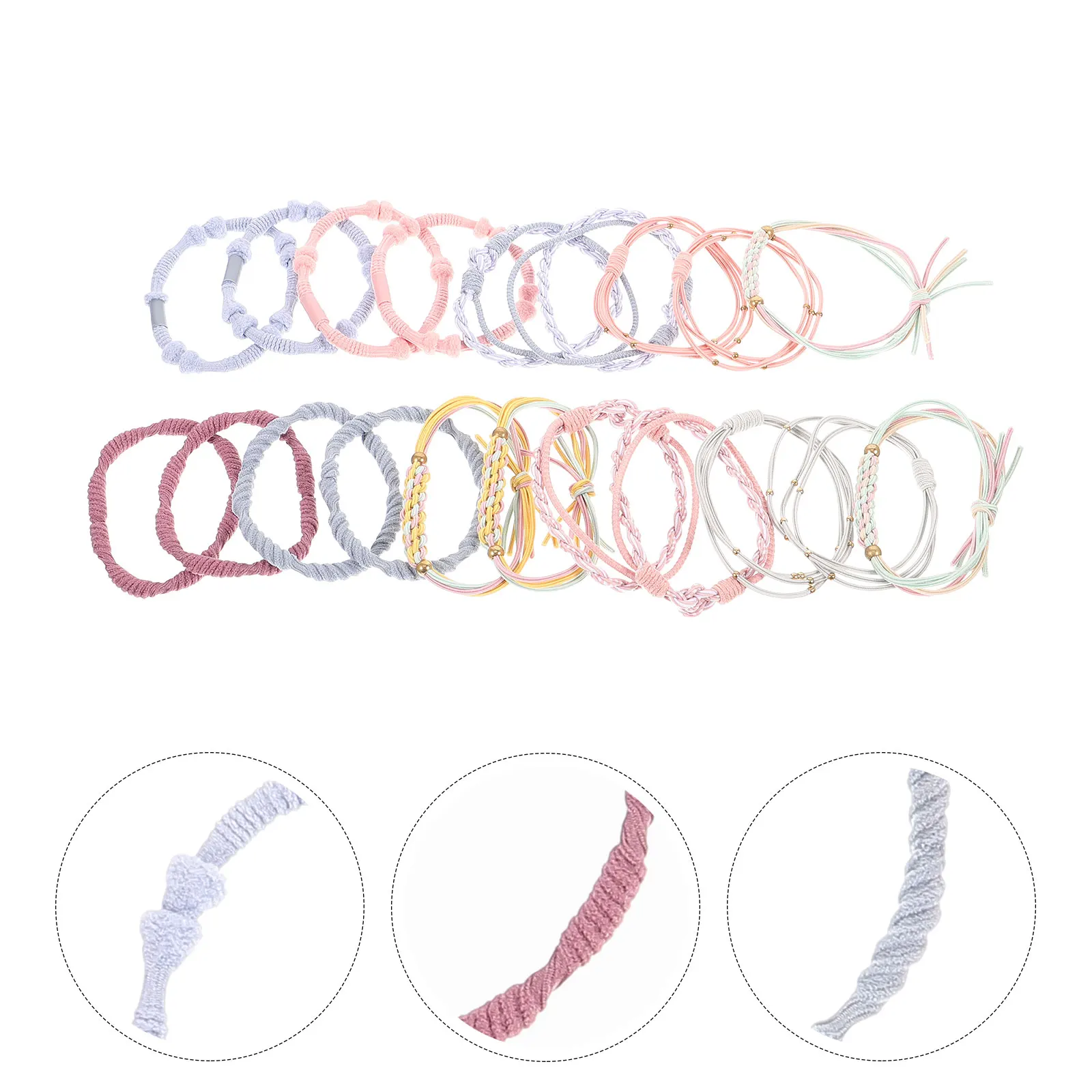 

20pcs Bohemian Ties Elastic Scrunchies Fashionable Retro Hair Accessories For Women Stretchable Multi Color Hair Bands Set