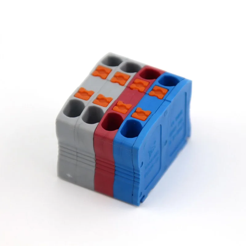 Wire Electrical Cable Wiring Connectors Push-in Terminal Block Multiple In Multiple Out Mount On Din Rail DIY Splicing