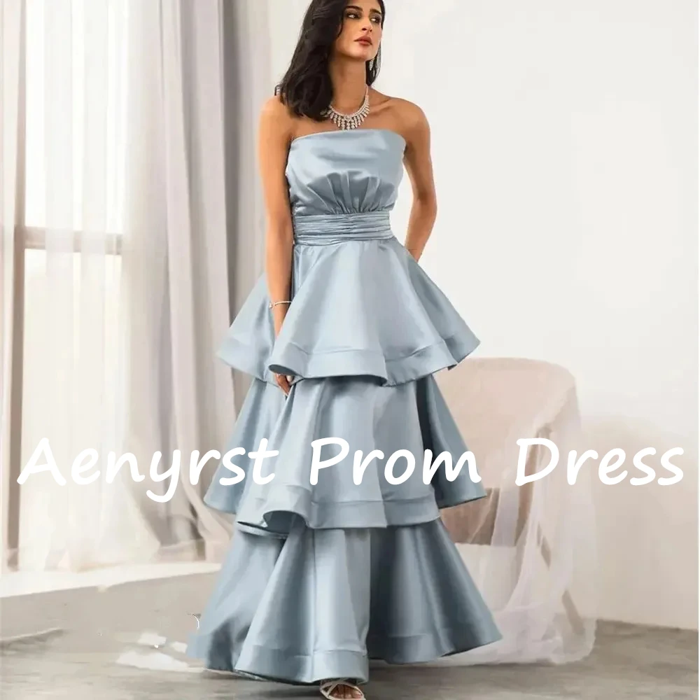 Aenyrst-Robe de Bal en Satin pour Femme, Tenue de Princesse Sans Bretelles, Ligne A, Dos aux, Longueur de Rinçage, ixd'Anniversaire