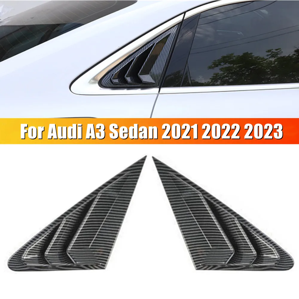 

2 шт. для Audi A3 Sedan 2021 2022 2023 Автомобильное заднее стекло, четверть жалюзи, крышка внешнего бокового вентиляционного отверстия, накладка на совок, аксессуары из АБС-пластика