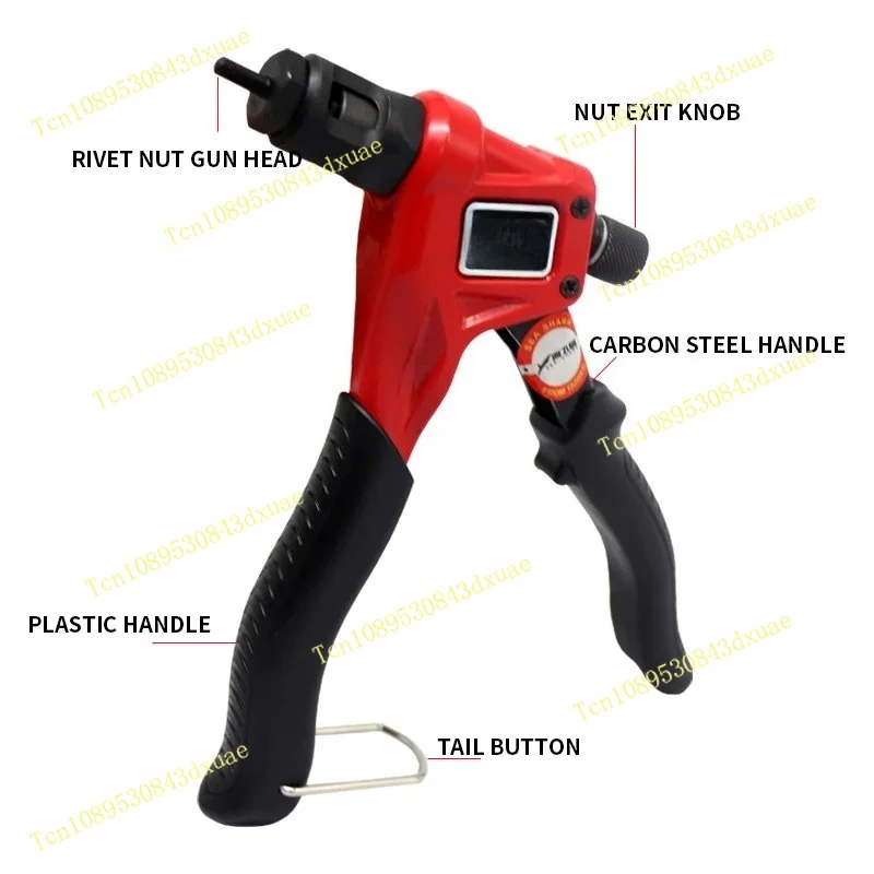 Hand Rivet Nut Kit with 4 Pcs Mandrels M3, M4, M5, M6, Easily Handling Riveting Rivet Gun Kit w Metric Nose Pieces view 4