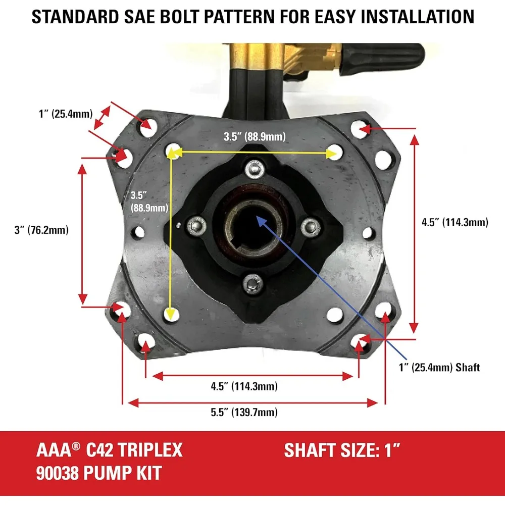 مجموعة استبدال المكبس الثلاثي الأفقي AAA Pumps 90038 لغسالات الضغط، 3800 رطل لكل بوصة مربعة، 3.5 جالون في الدقيقة، عمود واحد، كاملة مع