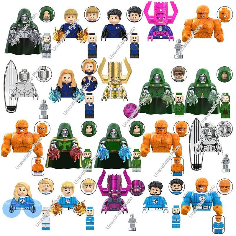 Jouets Hot Toys Mini Blocs de Construction Galactus Doctor Doom Thing Human Torch Invisible Woman Mister Fantastic Figurine Modèle pour Enfants