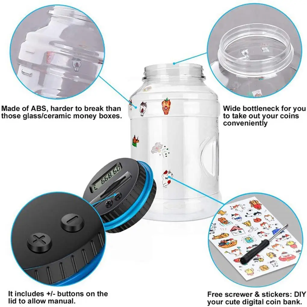 Digital Coin Money Box Home Small Size Counting Function Locked Security Saving Pot Coins Holding Container  Euro view 4