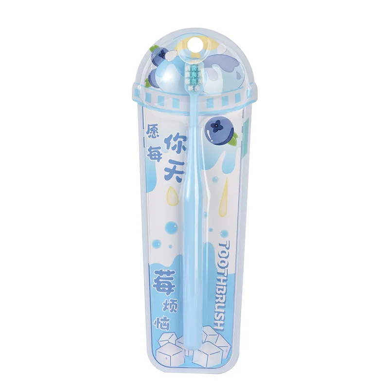 Couple Style Portable Toothbrush Set Cute Strawberry Blueberry Printed Oral Care Travel Kit