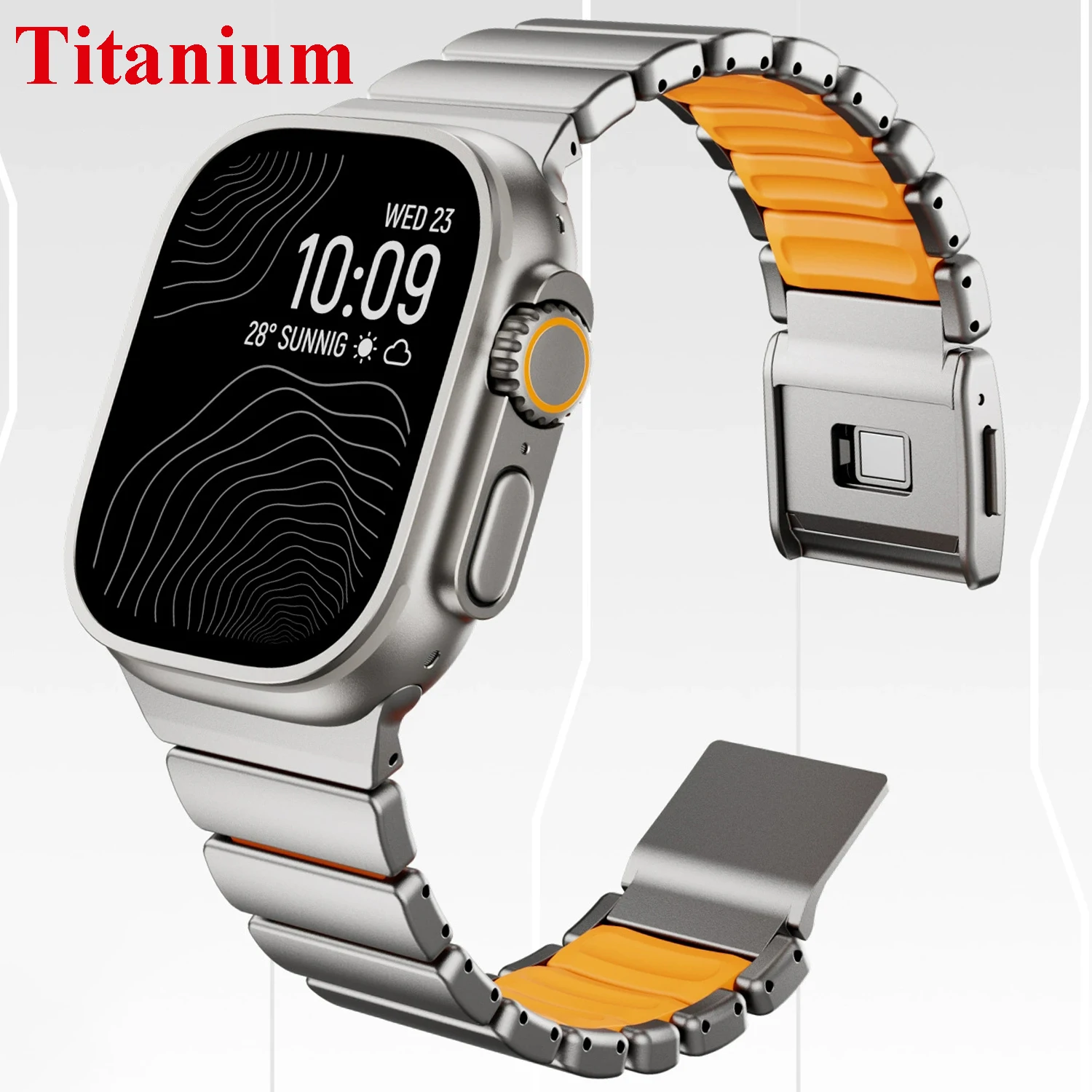 Titan + Silikonarmband für Apple Watch Ultra 3/2/1 49 mm S11 46 mm Luxus-Magnetarmband für Serie 10 9 8 7 SE 3 44/45 mm Armband