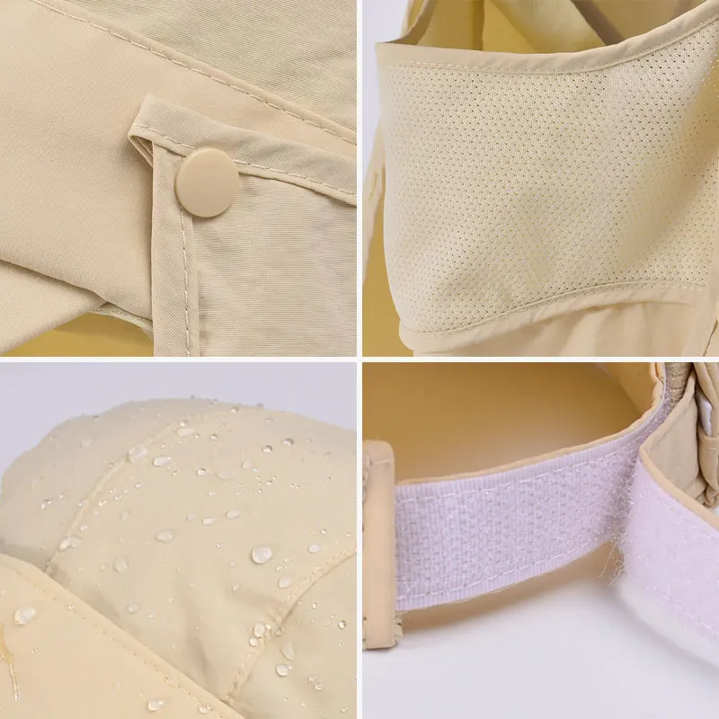 ฤดูร้อนป้องกันเบสบอลหมวกผู้ชายหมวกที่ถอดออกได้ป้องกันใบหน้าคอหูแห้งเร็ว UV ป้องกันหมวก Undefine Nasi